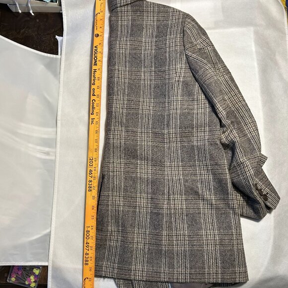 Talbot's Long Wool Blend Blazer - Glen Plaid - Picture 2 of 7